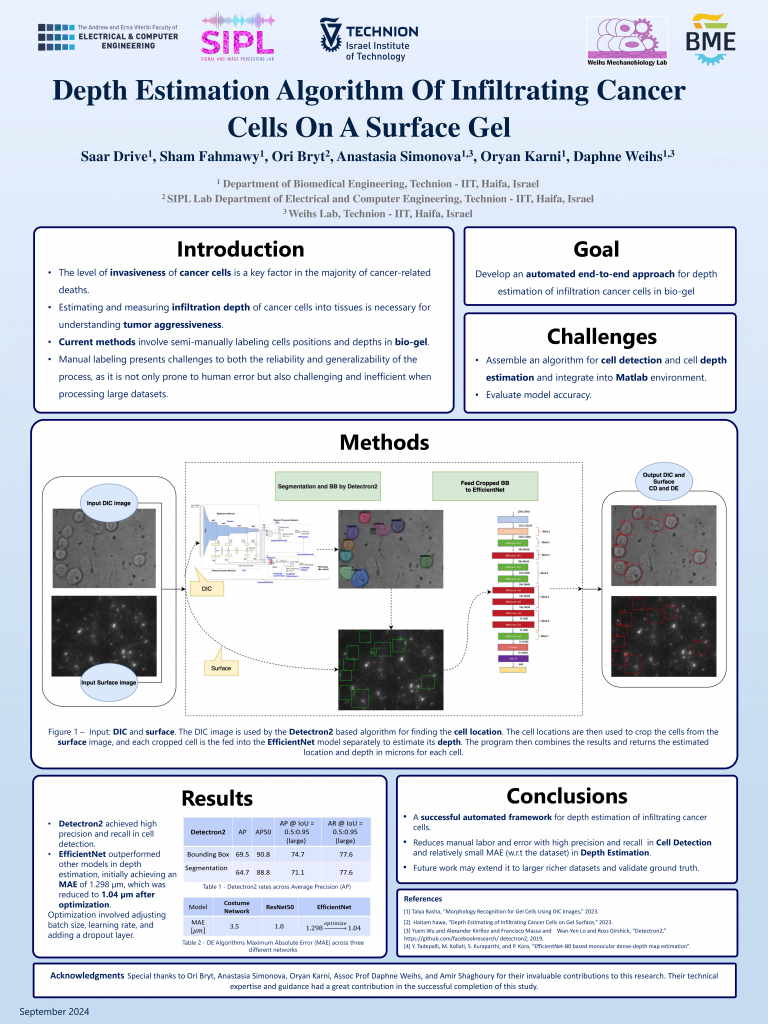 Poster for Depth Estimation Algorithm Of Infiltrating Cancer Cells On A Surface Gel